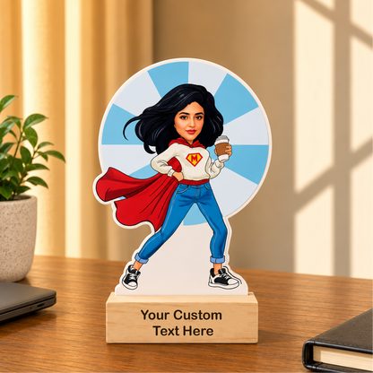 SuperWoman Personalized Caricature with Stand
