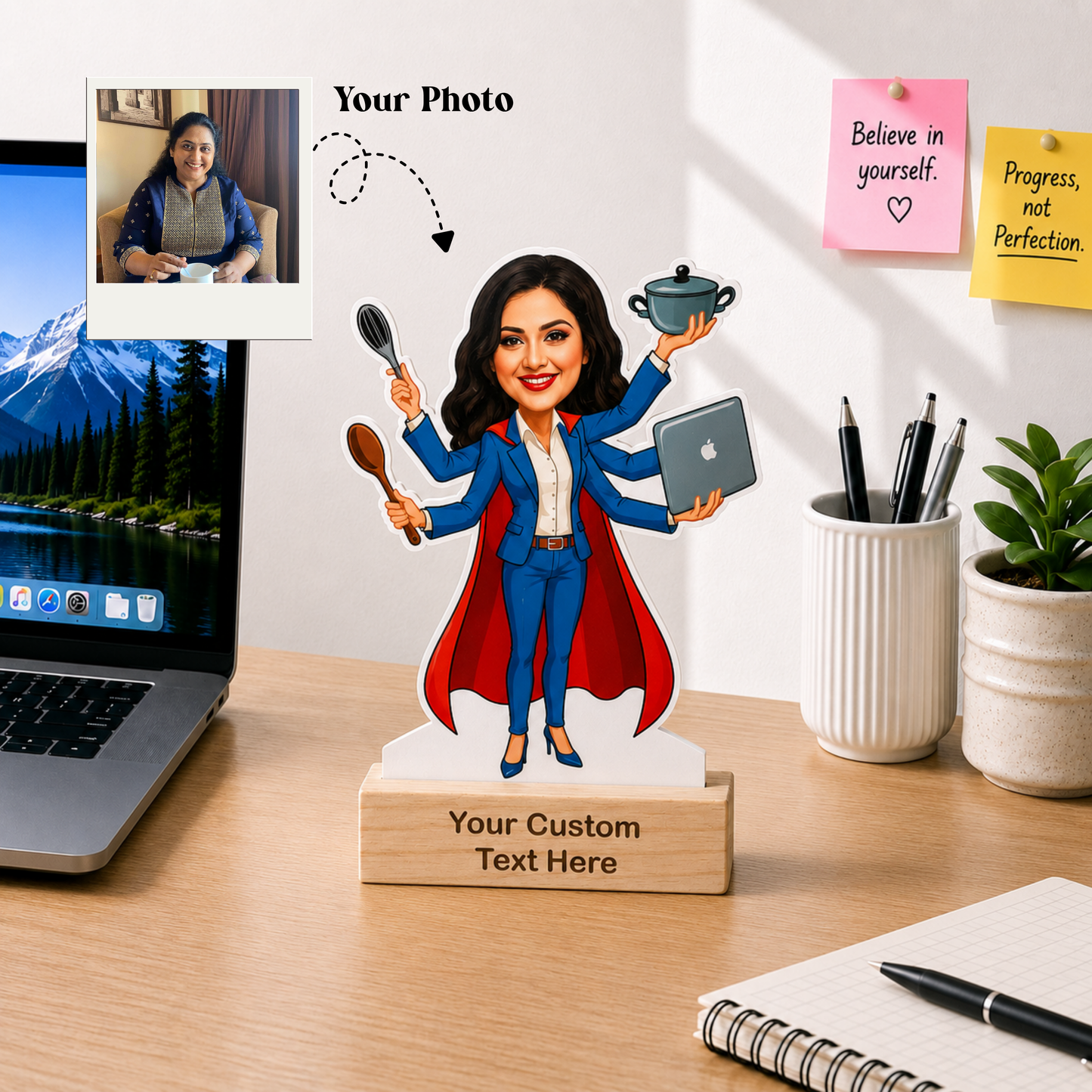 Working Woman Personalized Caricature with Stand