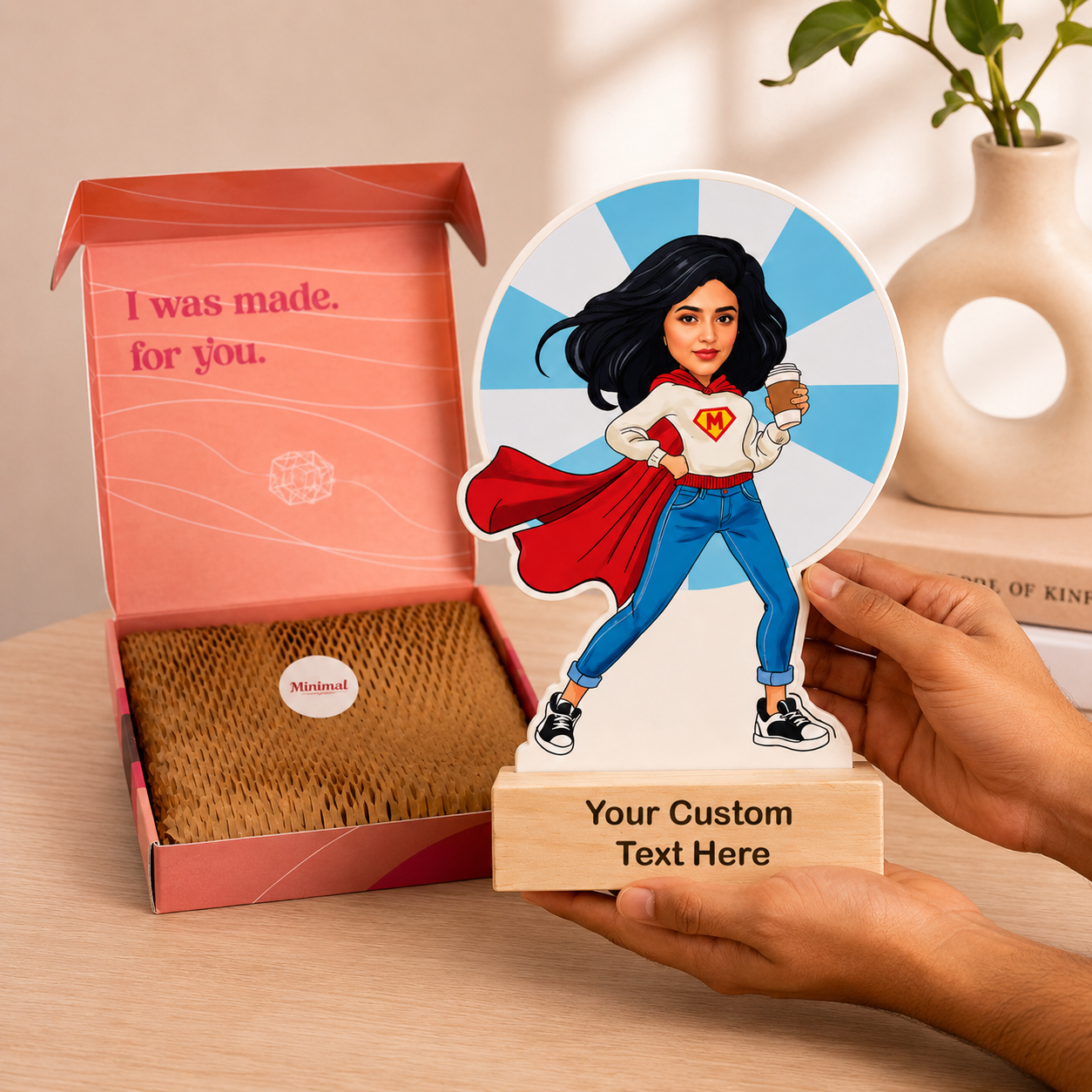 SuperWoman Personalized Caricature with Stand