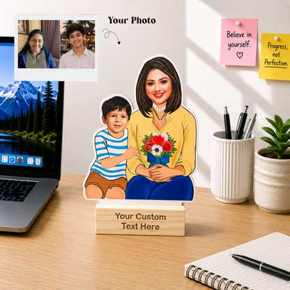 Little Boy with Mother Personalized with Stand