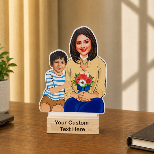 Little Boy with Mother Personalized with Stand
