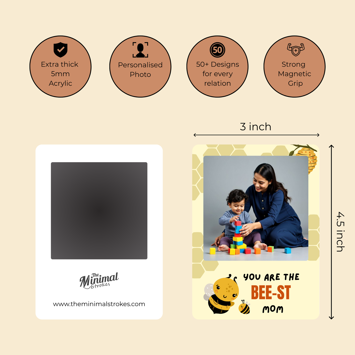 Bee-st Mom Personalised Photo Magnet