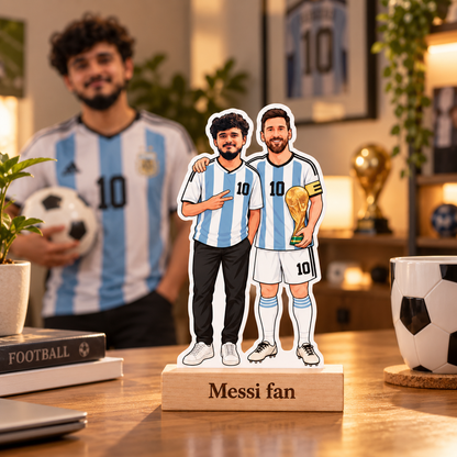 Personalized  Messi Fan Caricature  With Stand