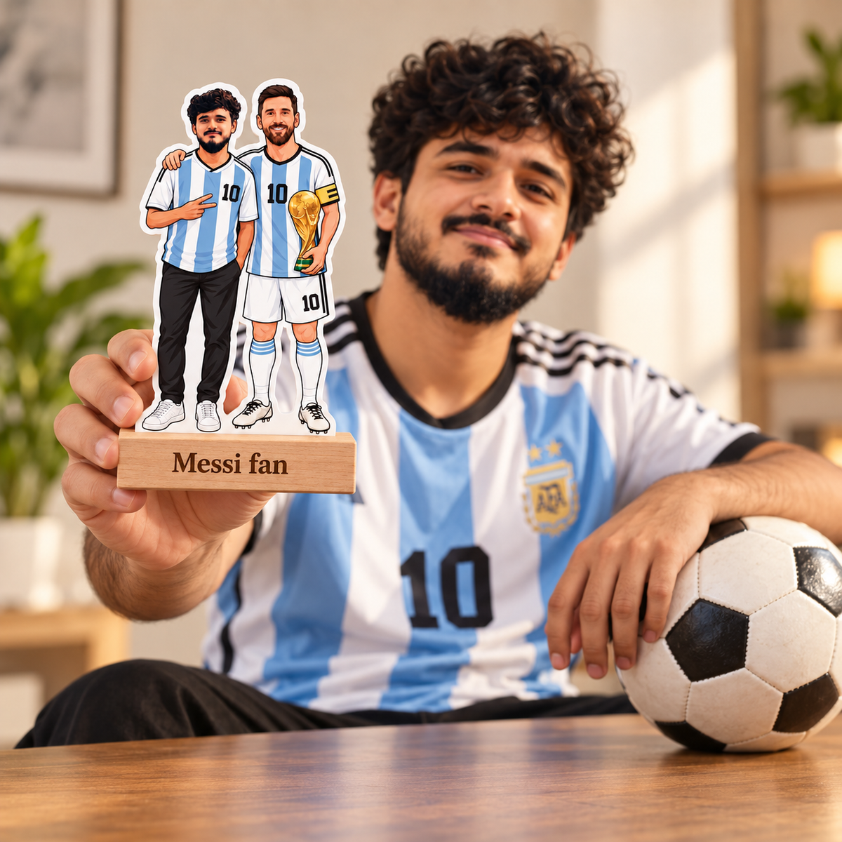 Personalized  Messi Fan Caricature  With Stand