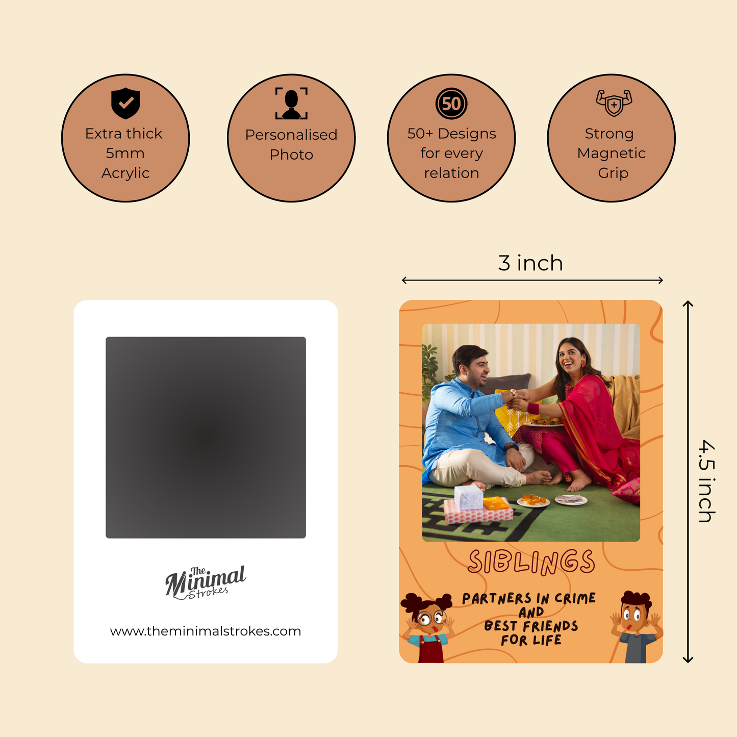 Sibling Love Personalised Photo Magnet