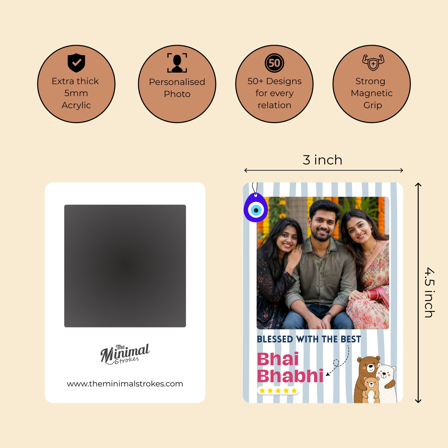 Fridge Magnet - Blessed With Best Bhai And Bhabhi