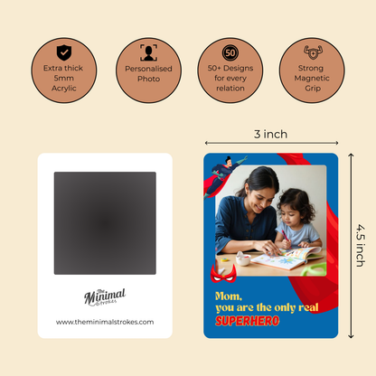 Superhero Mom Personalised Photo Magnet