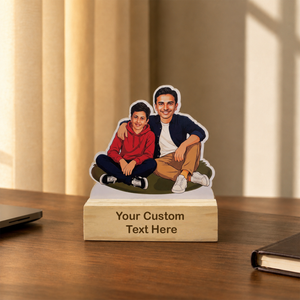 Personalized Matching Male Duo Caricature With Stand