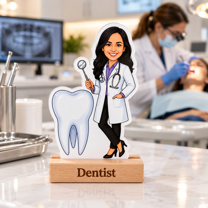 Personalized  Dentist Caricature With Stand
