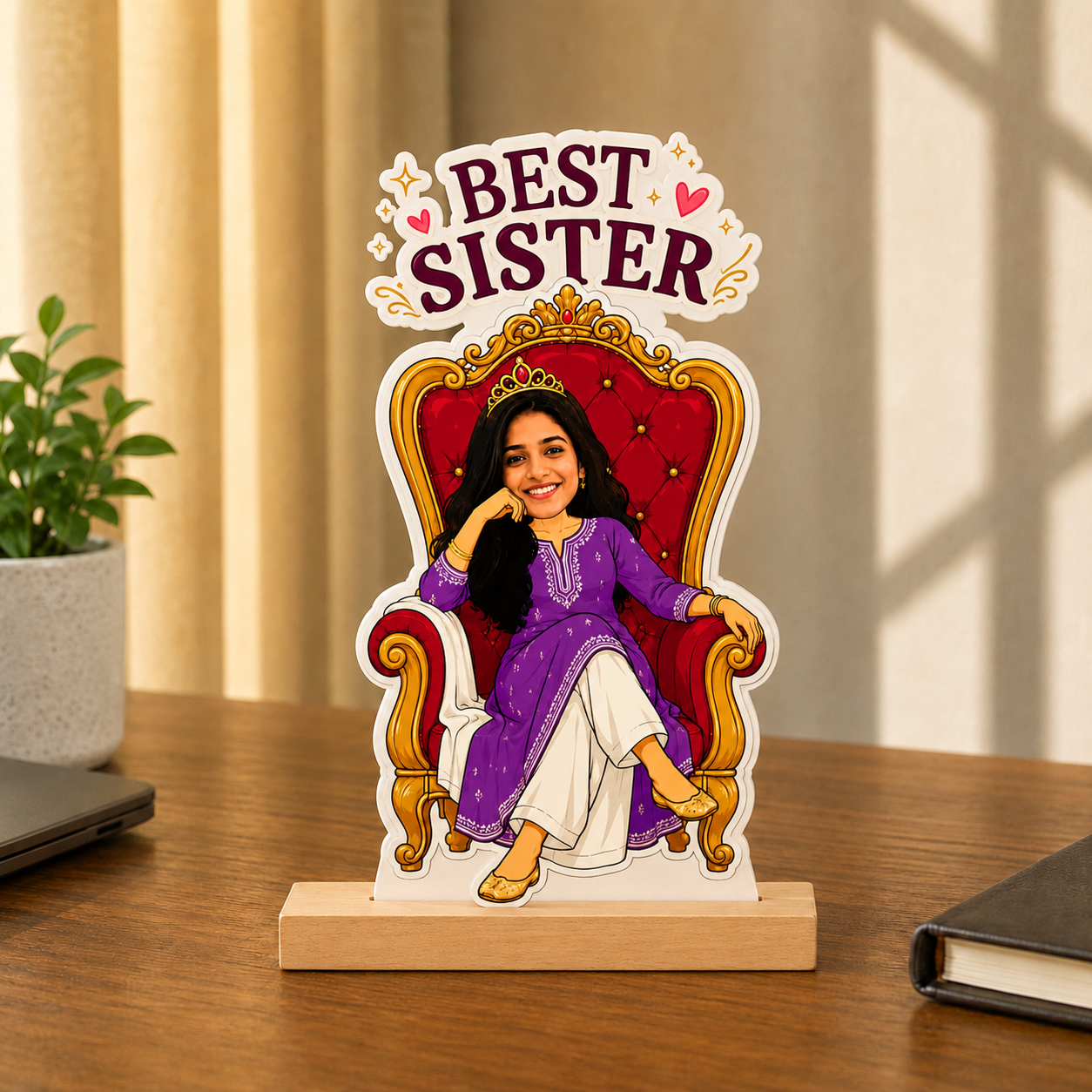 Personalized Best Sister Caricature With Stand