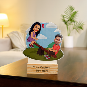 Personalized See-Saw Duo Caricature With Stand