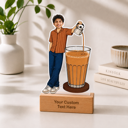 Personalized Chai Lover Caricature With Stand