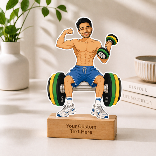 Personalized Gym Freak Caricature With Stand