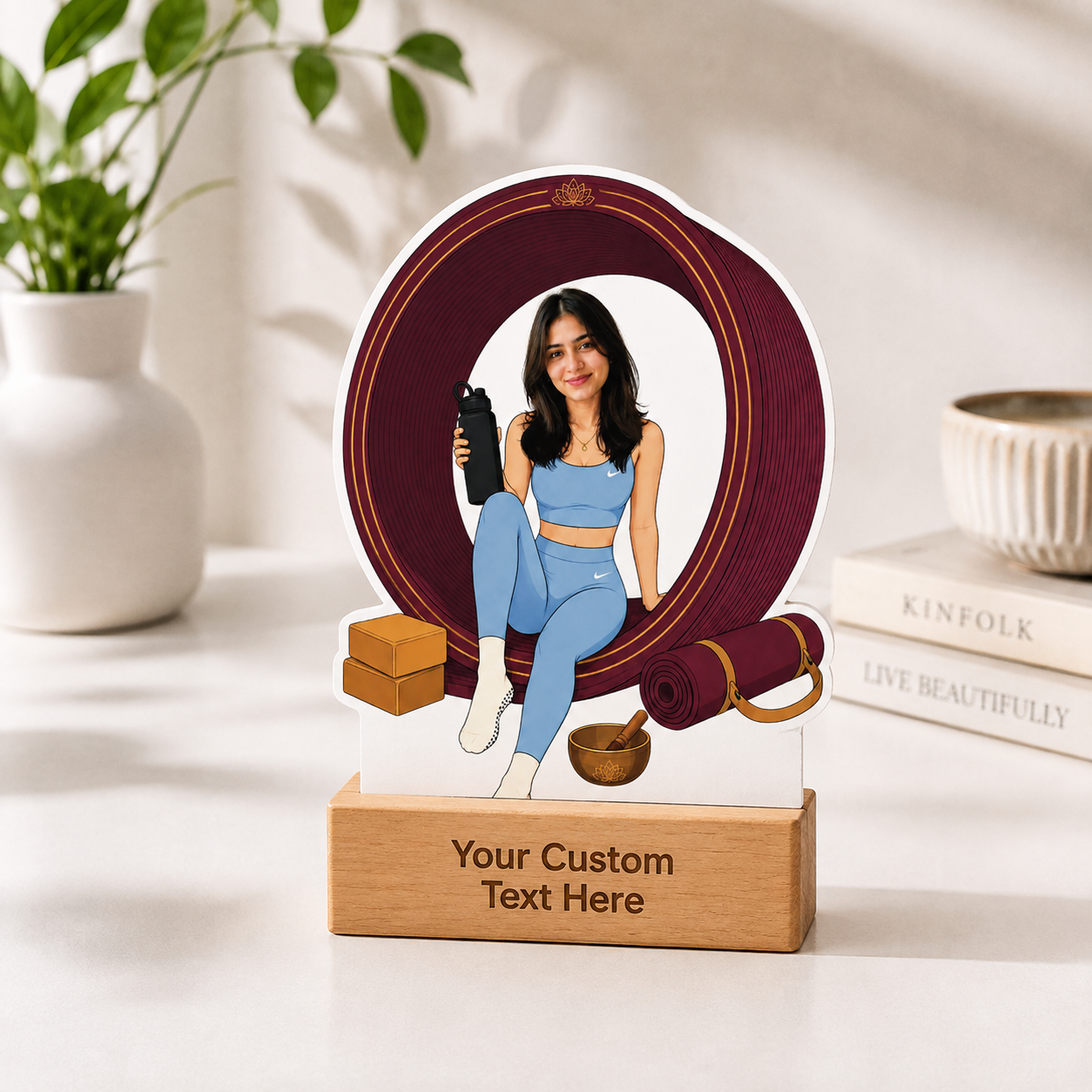 Personalized Yoga Caricature With Stand