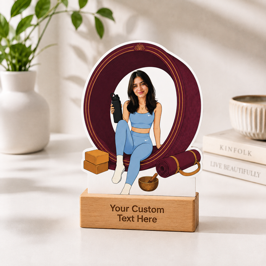 Personalized Yoga Caricature With Stand