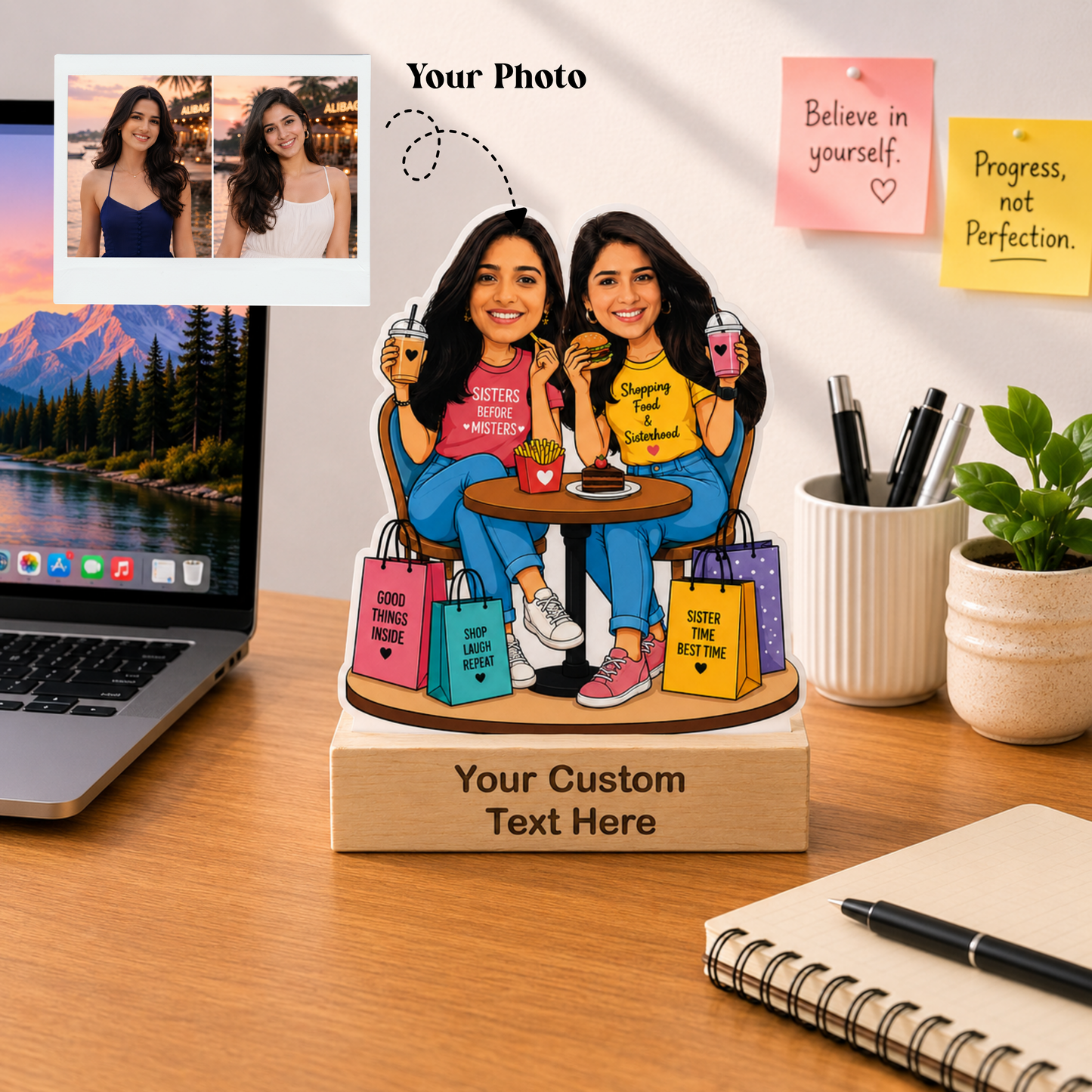 Personalized Sister Love Caricature With Stand