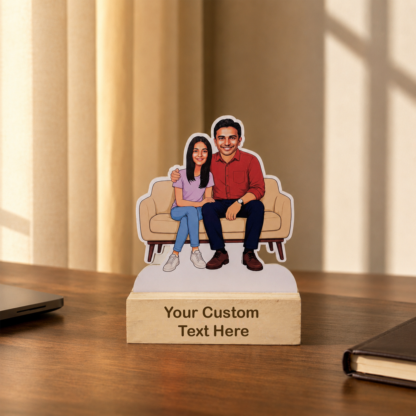 Daughter and Father Caricature with Stand