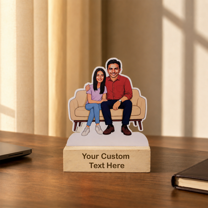 Daughter and Father Caricature with Stand
