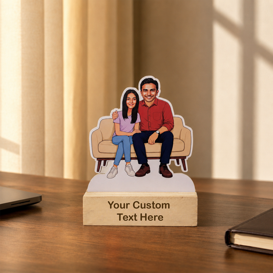 Personalized Man & Woman Duo Caricature With Stand