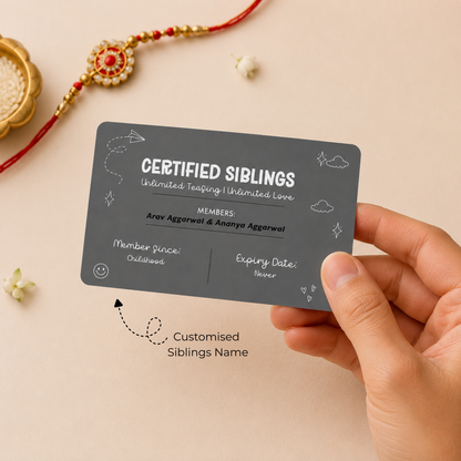 Certified Siblings Wallet Card – Personalized Rakhi Gift
