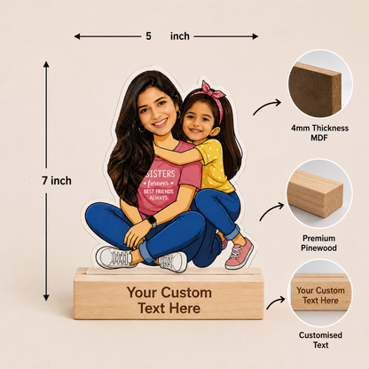 Personalized Sisters Love Caricature With Stand