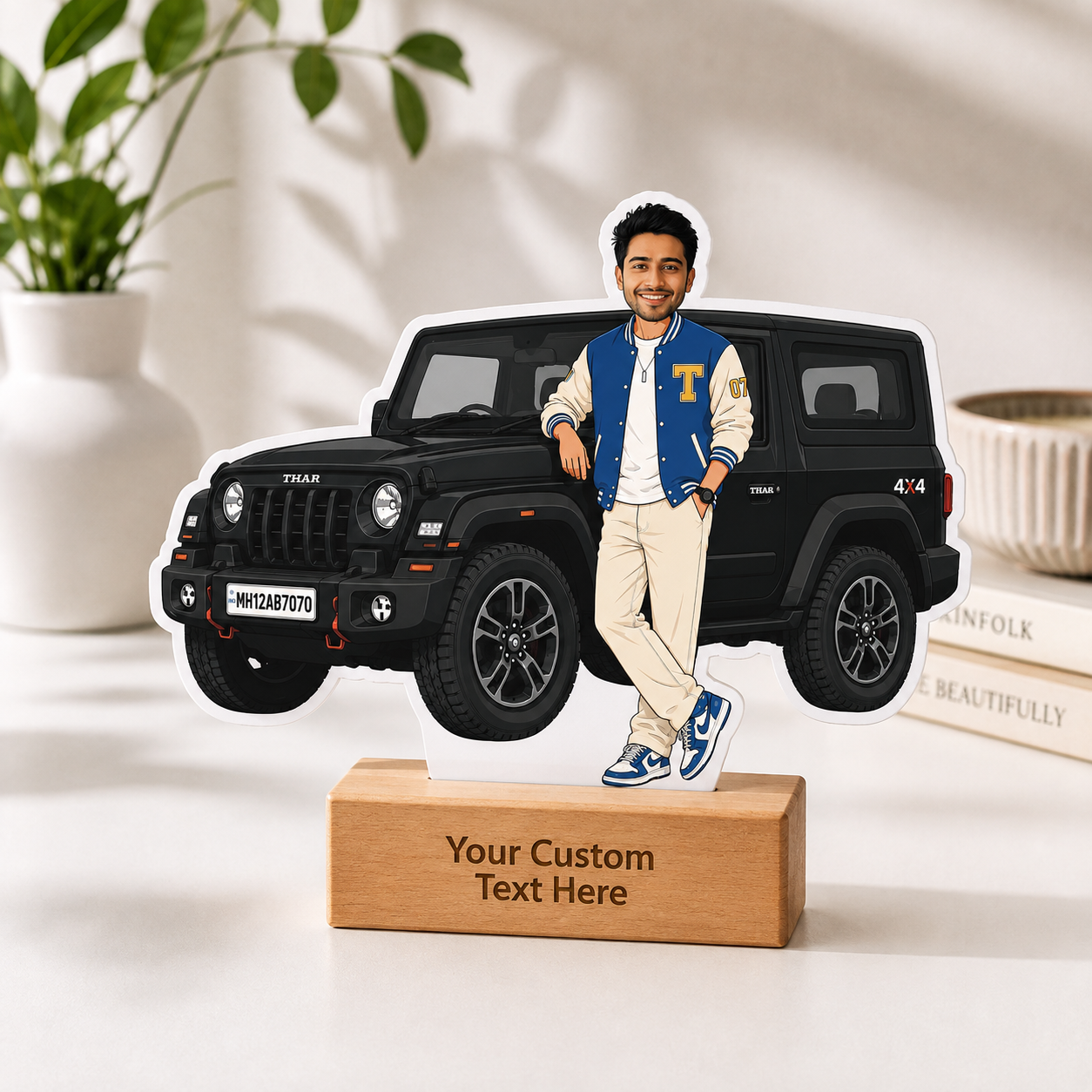 Personalized Car Lover Caricature With Stand