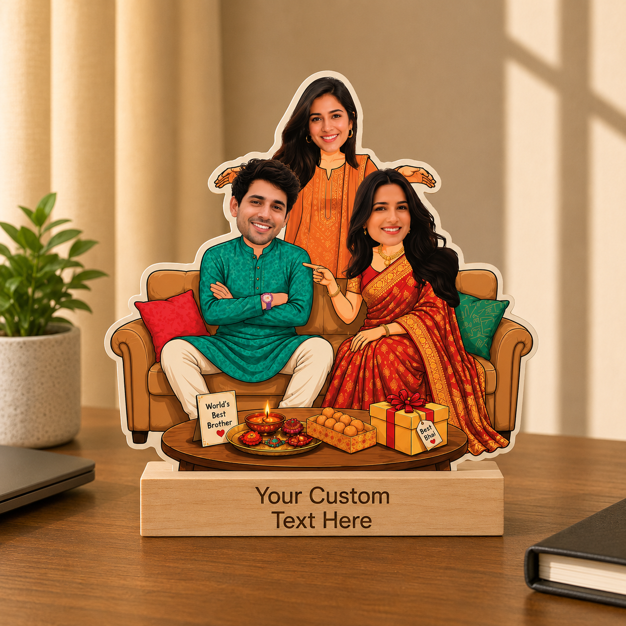 Bhai Bhabhi Me Rakhi Caricature With Stand