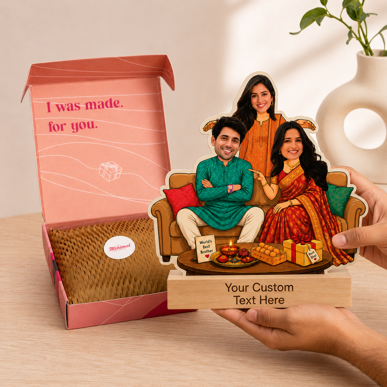 Bhai Bhabhi Me Rakhi Caricature With Stand