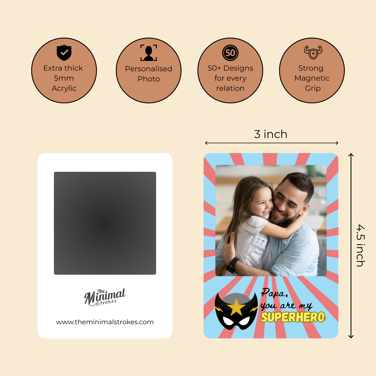 Superhero Dad Personalised Photo Magnet