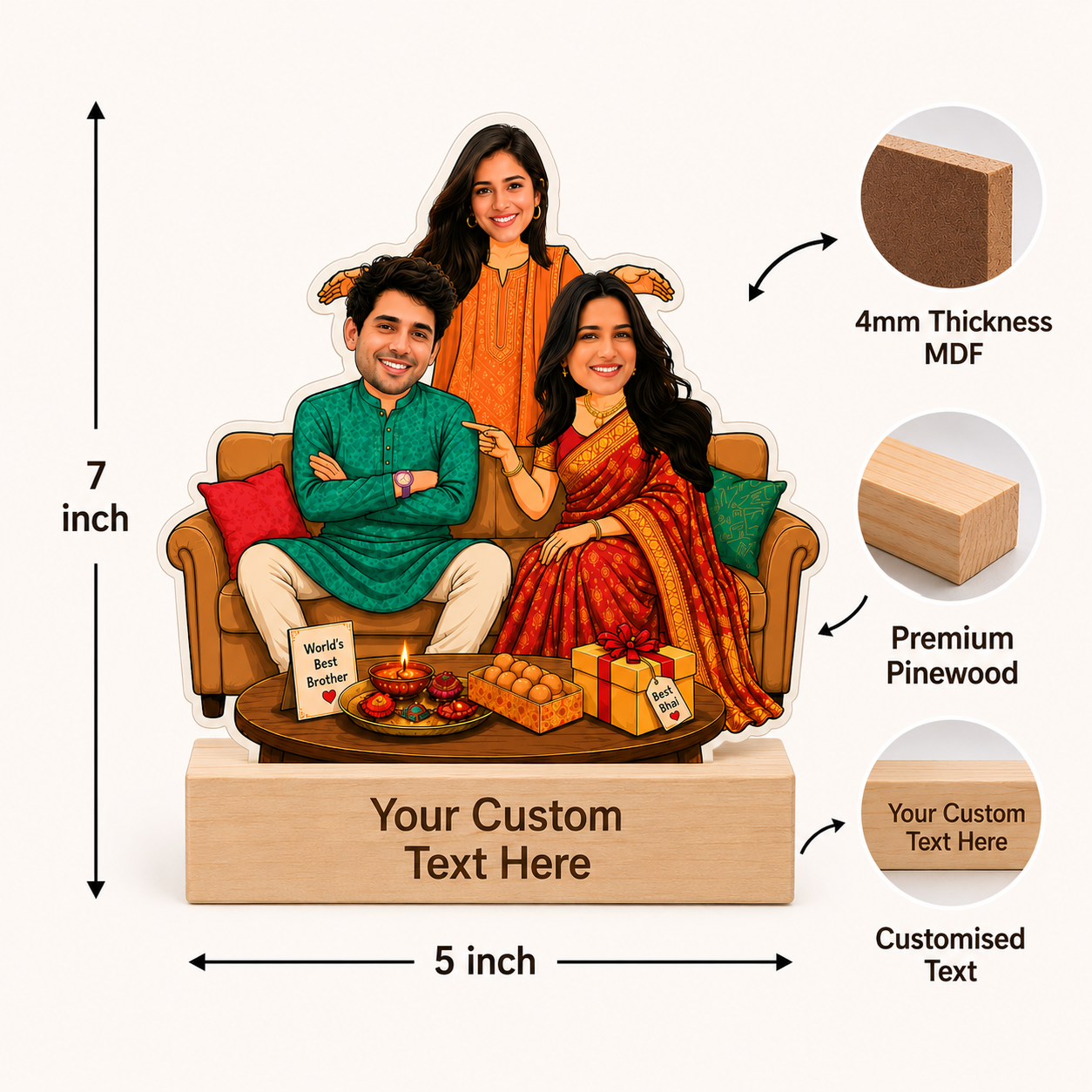 Bhai Bhabhi Me Rakhi Caricature With Stand