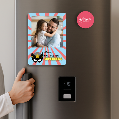 Superhero Dad Personalised Photo Magnet