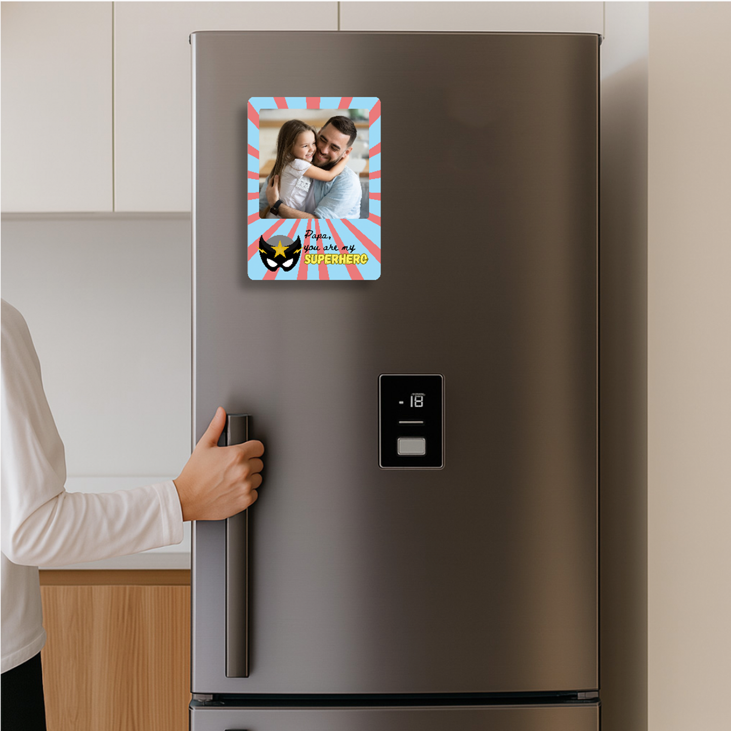 Superhero Dad Personalised Photo Magnet
