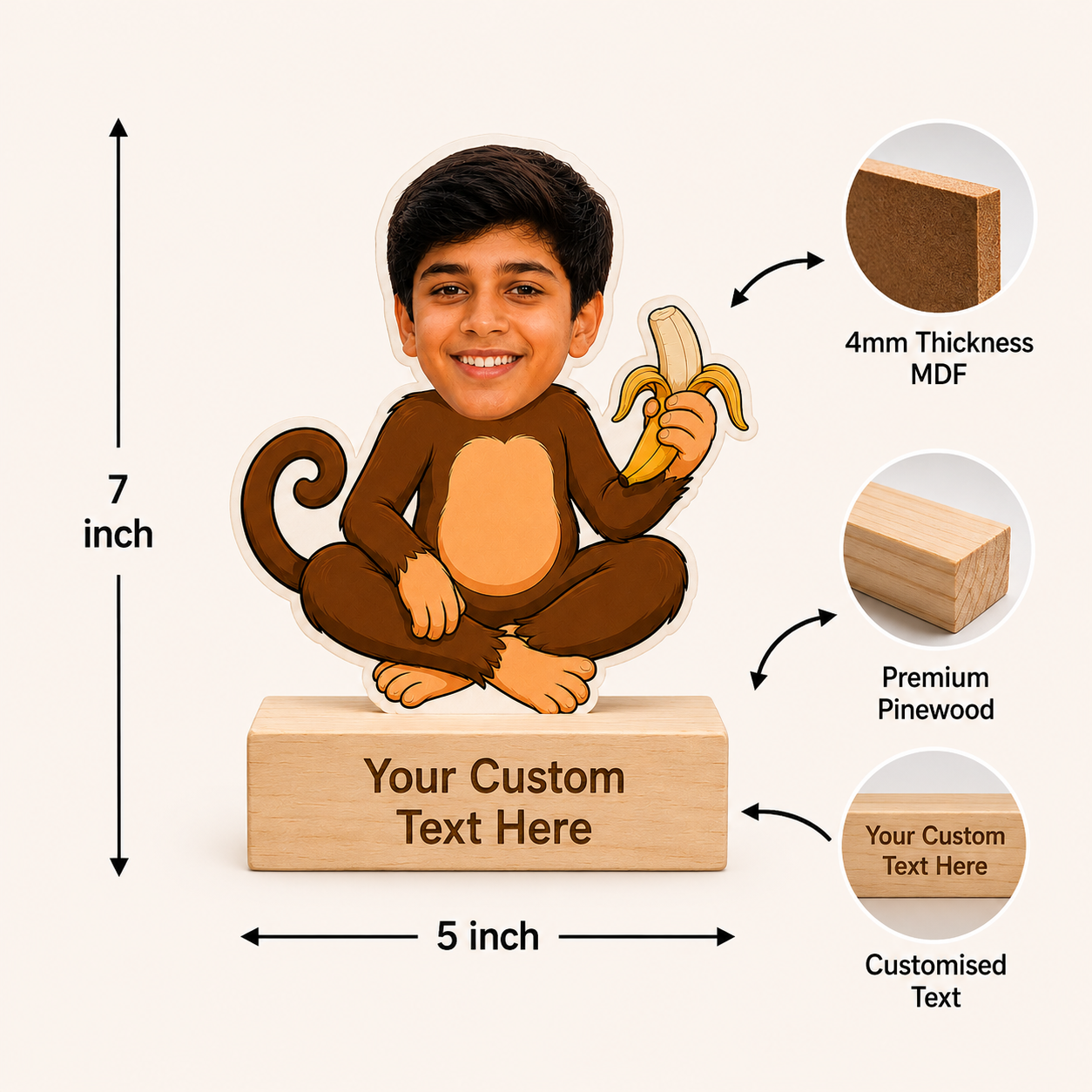 Personalized Cute Monkey Brother Caricature With Stand