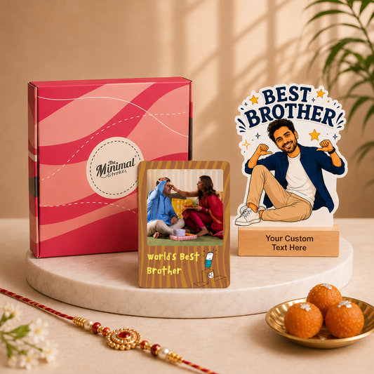 Best Brother Rakhi Combo – Personalized Caricature & Fridge Magnet Gift