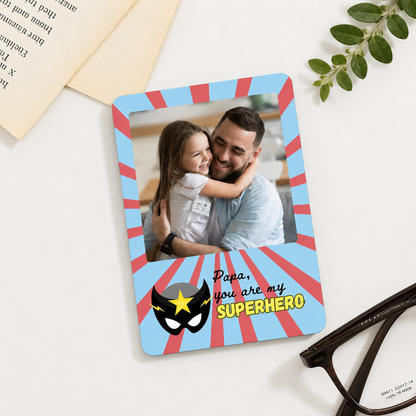 Superhero Dad Personalised Photo Magnet