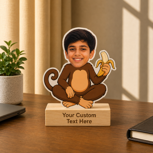 Cute Monkey Brother Caricature With Stand