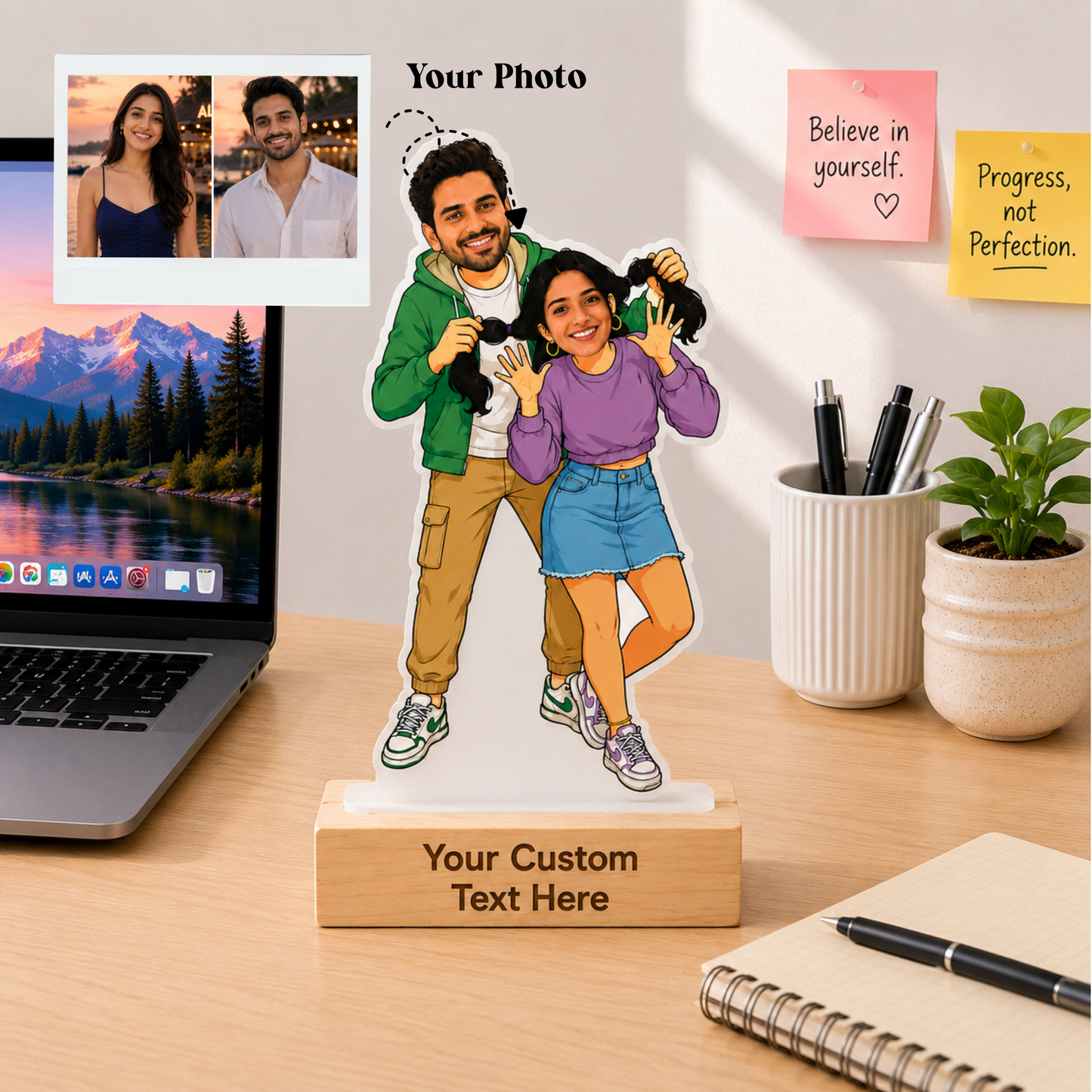 Brother Teasing Sister Caricature With Stand