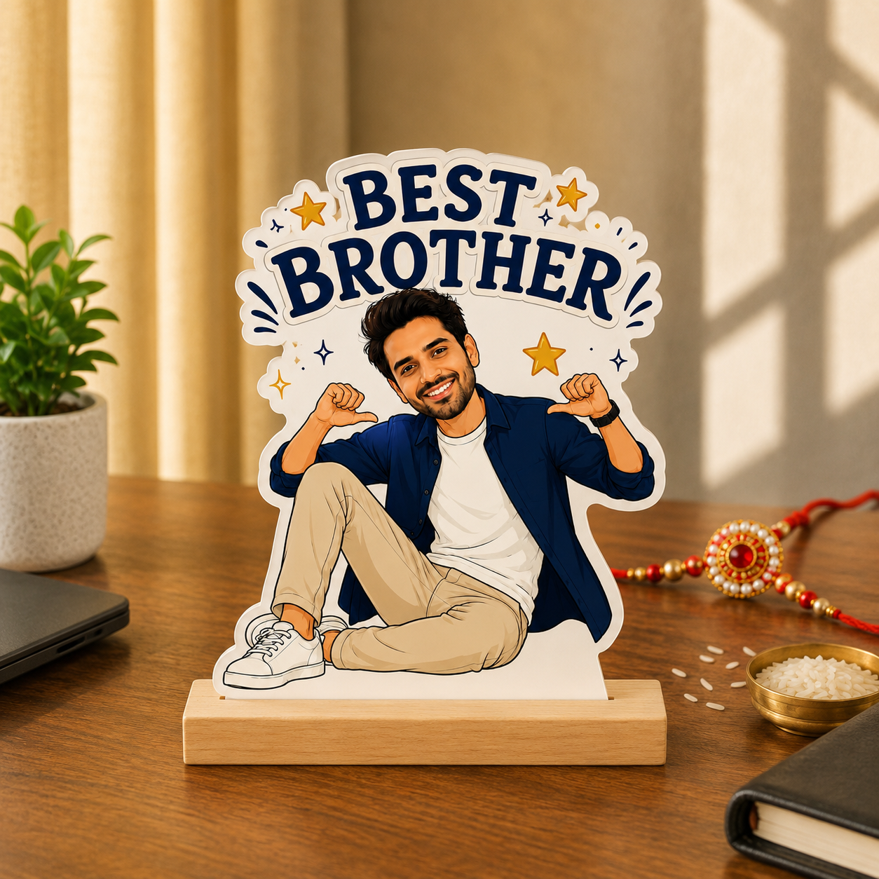 Personalized Best Brother Caricature With Stand