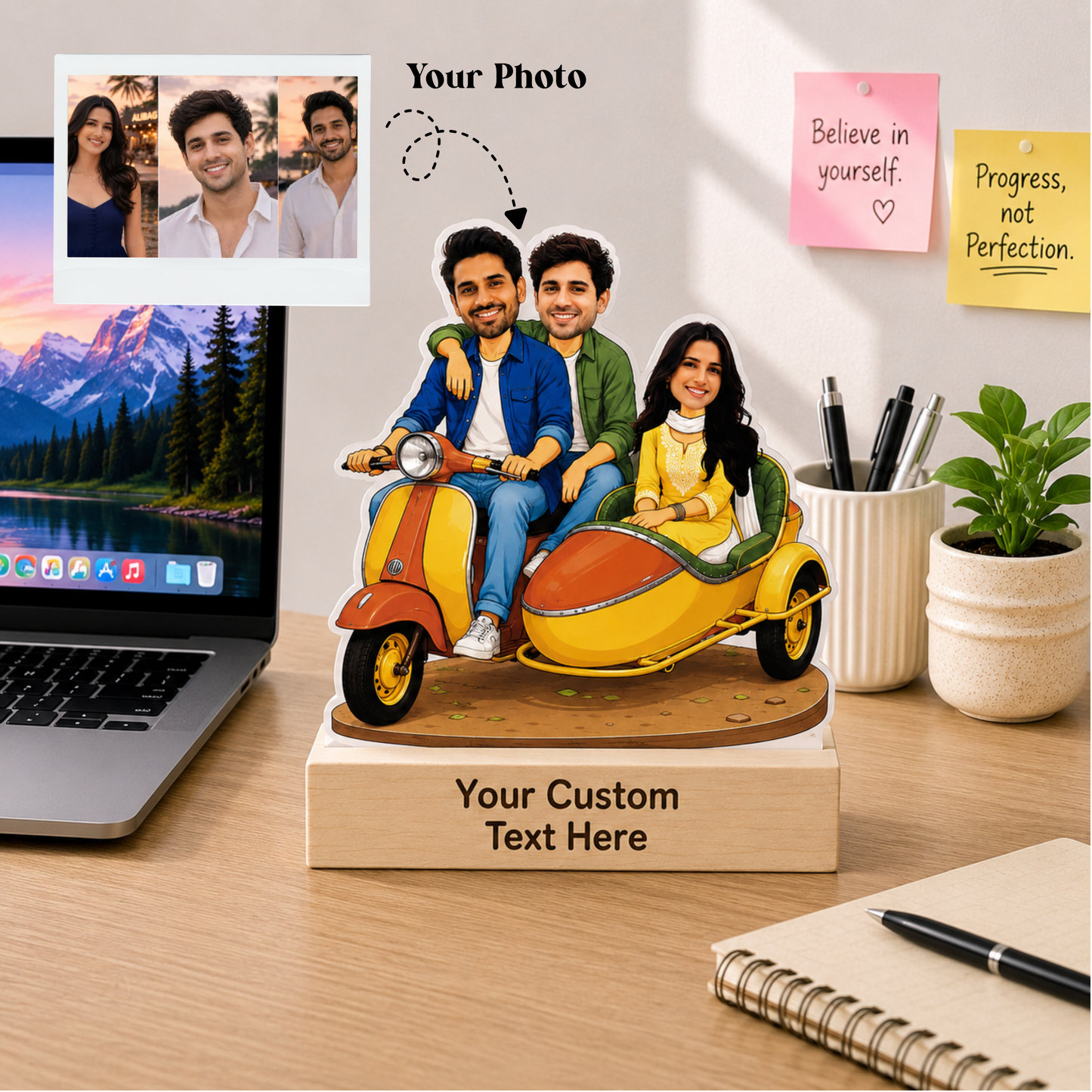 Personalized Bhai & Behan Caricature With Stand