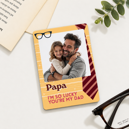 Lucky Dad Personalised Photo Magnet