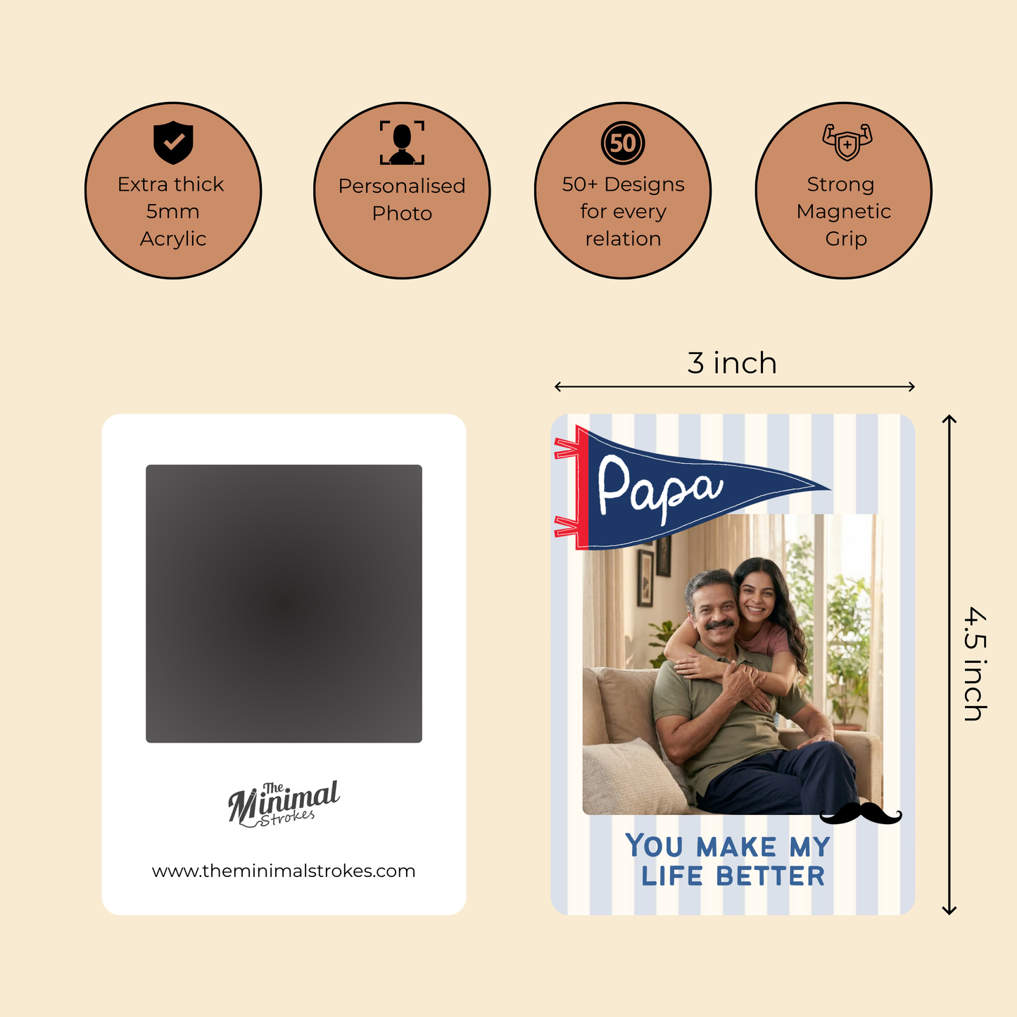 Papa Makes Life Better Personalised Photo Magnet