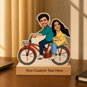 Personalized Bicycle Adventure Caricature With Stand