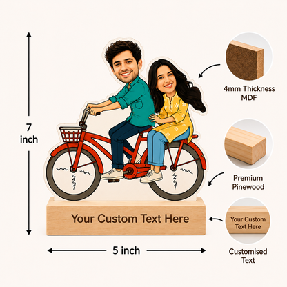 Personalized Bicycle Adventure Caricature With Stand