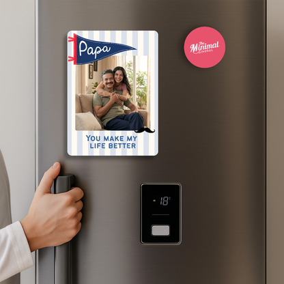 Papa Makes Life Better Personalised Photo Magnet