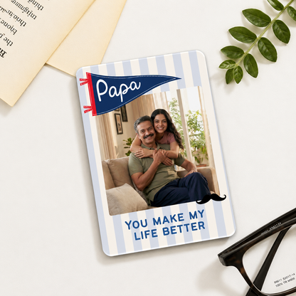 Papa Makes Life Better Personalised Photo Magnet