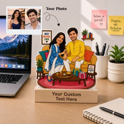Rakshi Brother & Sister Caricature With Stand