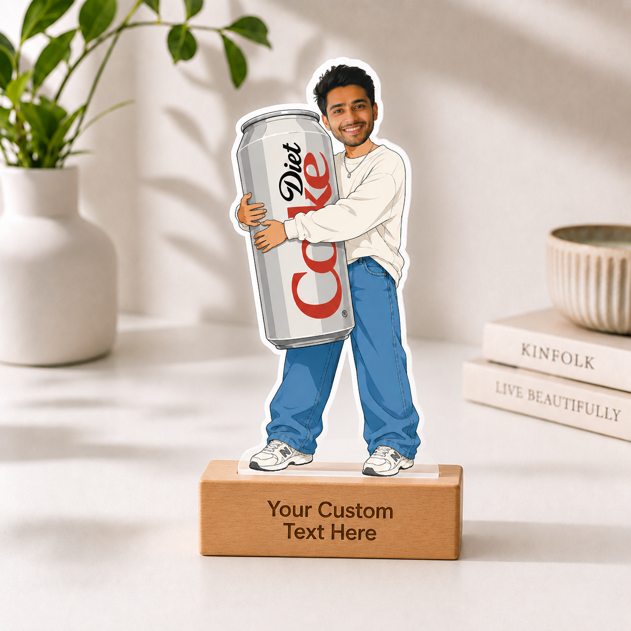 Personalized Coke Lover Caricature With Stand