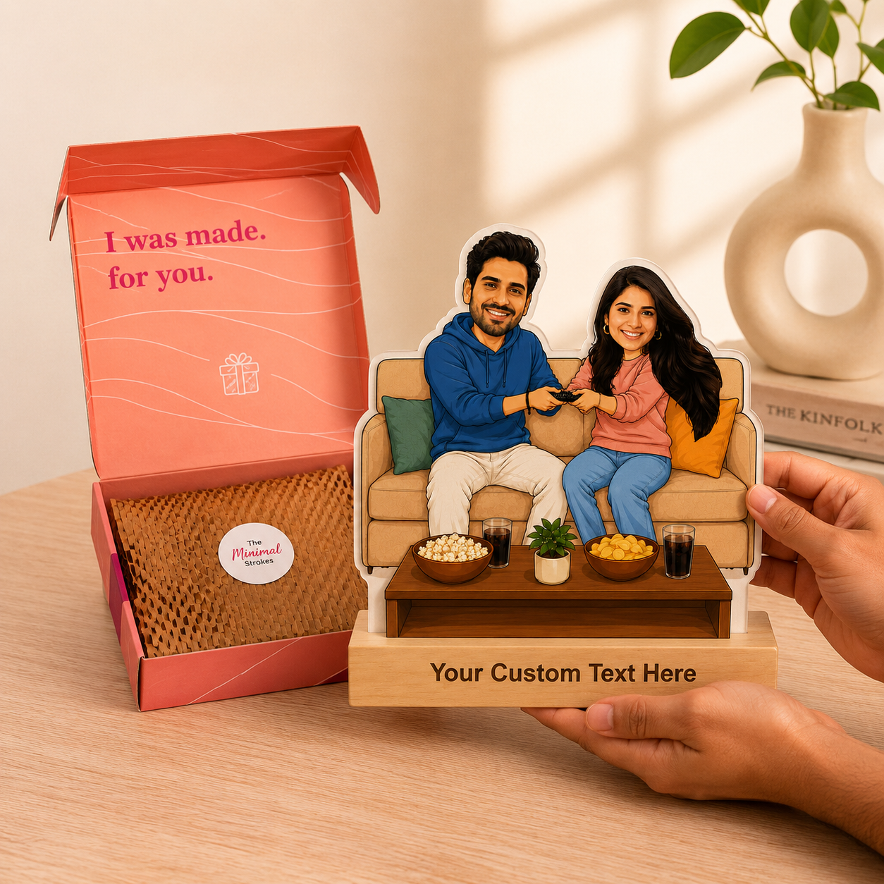 Personalized Bhai Behan Bond Caricature With Stand