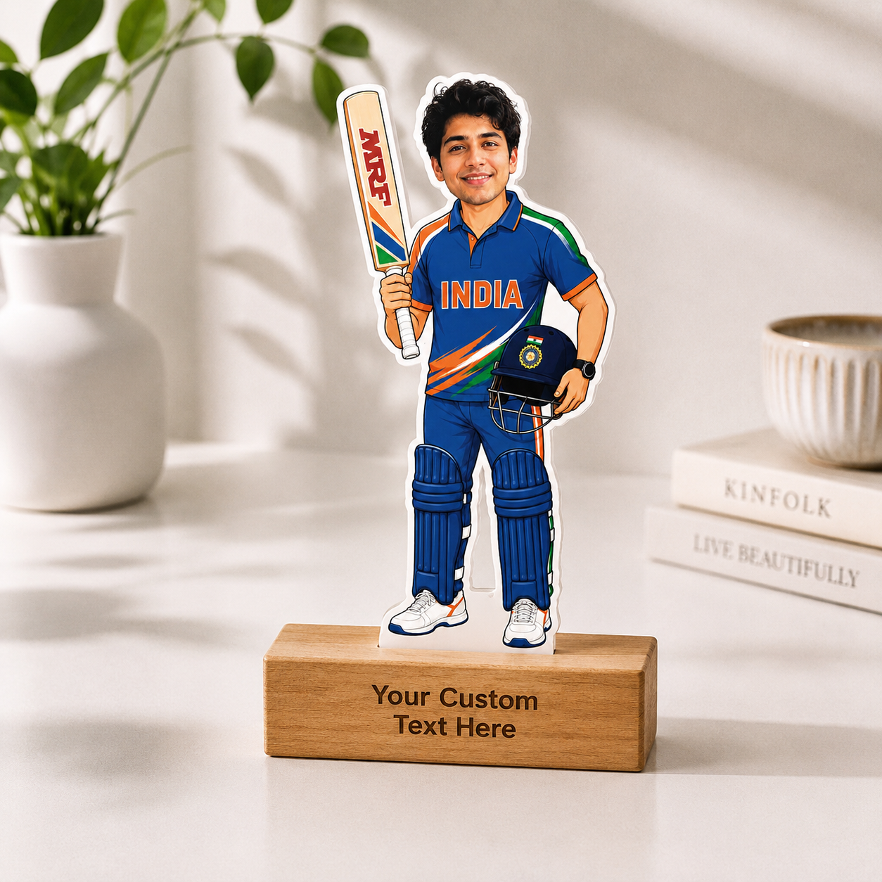 Personalized Cricket Caricature With Stand