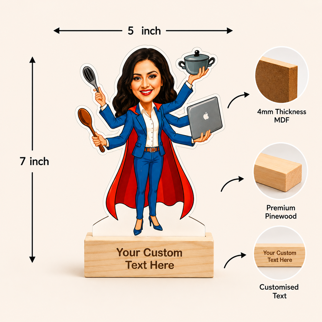 Working Woman Personalized Caricature with Stand